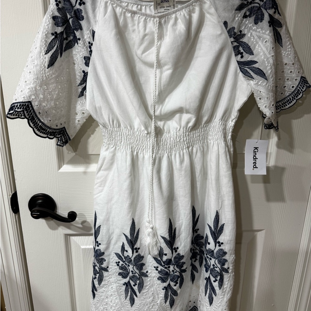 White Dress with  Floral Embroidery